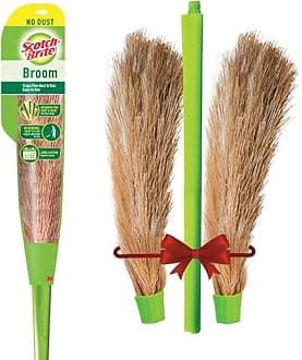 Scotch-Brite Combo | No-Dust Broom, Long Handle, Easy Floor Cleaning (Multi-use) | 1 Additional Refill Head, Plastic Fibre