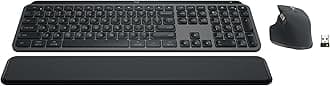 MX Keys S Combo - Performance Wireless Keyboard and Mouse with Palm Rest, Customizable Illumination, Fast Scrolling, Bluetooth, USB C, for Windows, Linux, Chrome, Mac,Color Graphite.