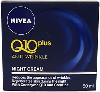 NIVEA Q10 Anti-Wrinkle Power Revitalising Night Cream (50ml), Anti-Wrinkle Face Cream with Skin Identical Q10 and Creatine, Regenerative Night Cream for 3x Wrinkles