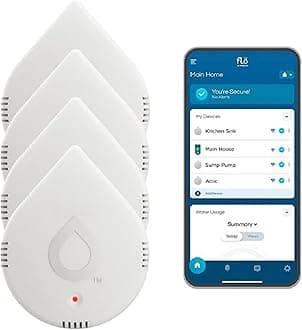 Flo Smart Water Leak Detector, White, 4-Pack 920-005