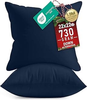 Utopia Bedding Throw Pillows Insert (Pack of 2, Navy) - 22 x 22 Inches Bed and Couch Pillows - Indoor Decorative Pillows