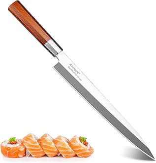 Rondauno Sashimi Knife Yanagiba Sushi Knife 10 inch Japanese High Carbon Stainless Steel for Precision Fish Slicing and Filleting with Ergonomic Wooden Handle