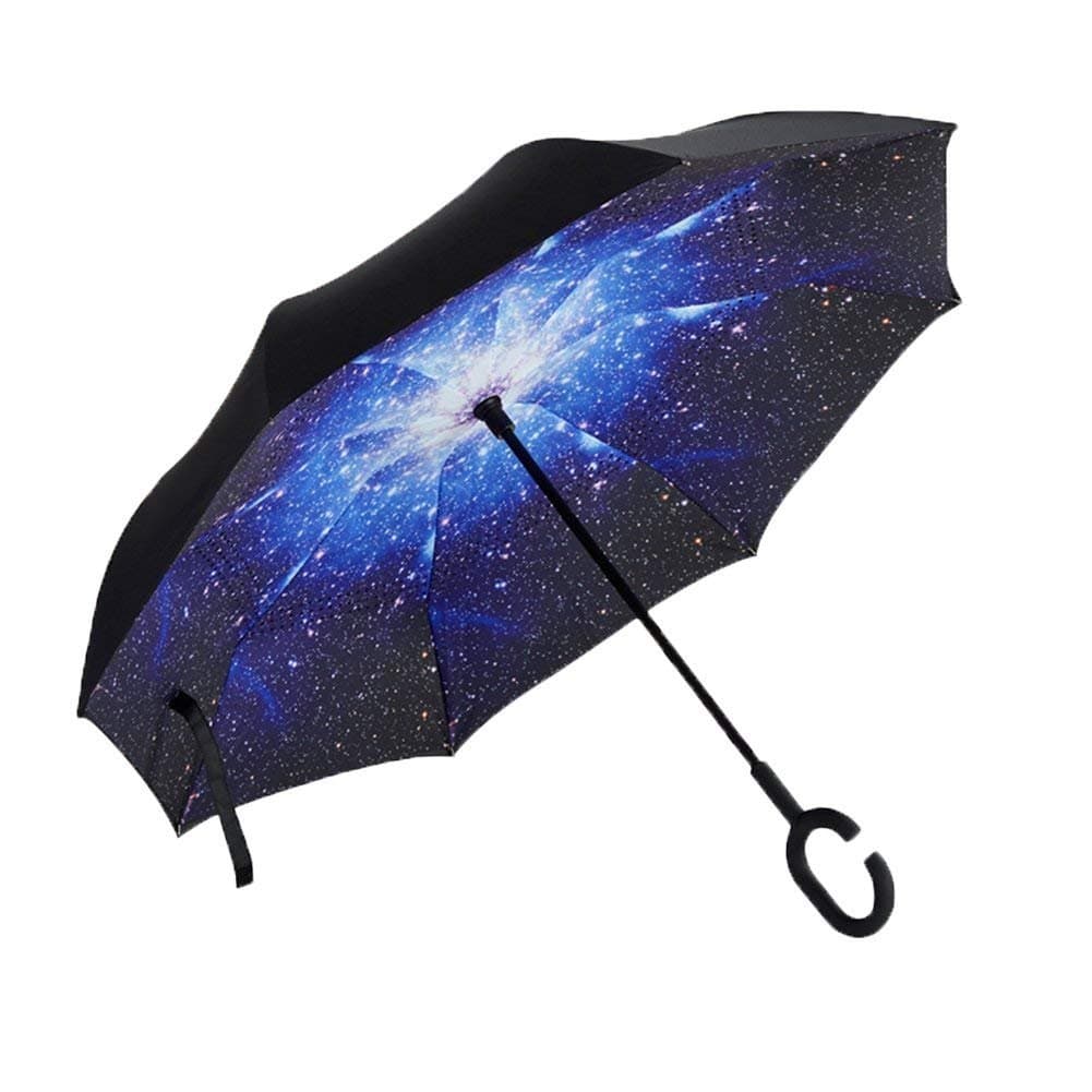 Vetci Large Reverse UV-Proof with C Shape Handle Polyester Umbrella (Starry Sky Blue)