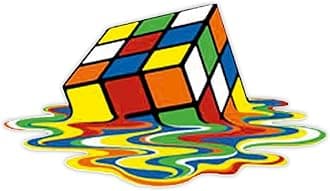 SIGNOOGLE Melting Rubiks Cube Graphics 3D Sticker for Car Dent and Bike Body Exterior Sports Decal 23 x 20 cm (Pack of 2)