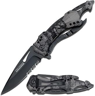 Tac-Force Folding Pocket Knife, 3.25-inch Serrated Blade, Camo Aluminum Handle, 7.75-inch Overall Length TF-705FC
