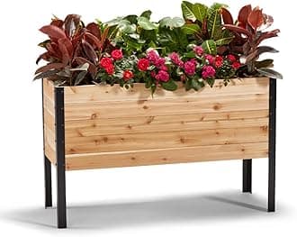 - EARTH ELEVATED 100% Canadian Cedar Wood Elevated Garden Bed for Gardening - Planter Pot to Grow Herbs Flowers, and Vegetables at Home Indoor and Outdoor Patio Balcony Deck - 18” x 48” x 30”
