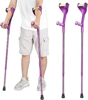 Antdvao Forearm Crutches Pair, Folding Forearm Crutches Lightweight Adjustable，with Rubber Handles, Comfortable Grip and Wear-Resistant, Non-Slip Forearm Crutches for Heavy Dut (Purple Double)