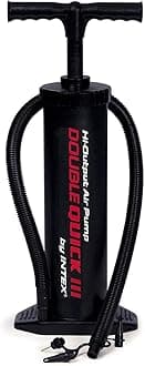 Intex Double Quick III Swimming Pool Inflatable Float Hand Air Pump-68615E, 19", Black