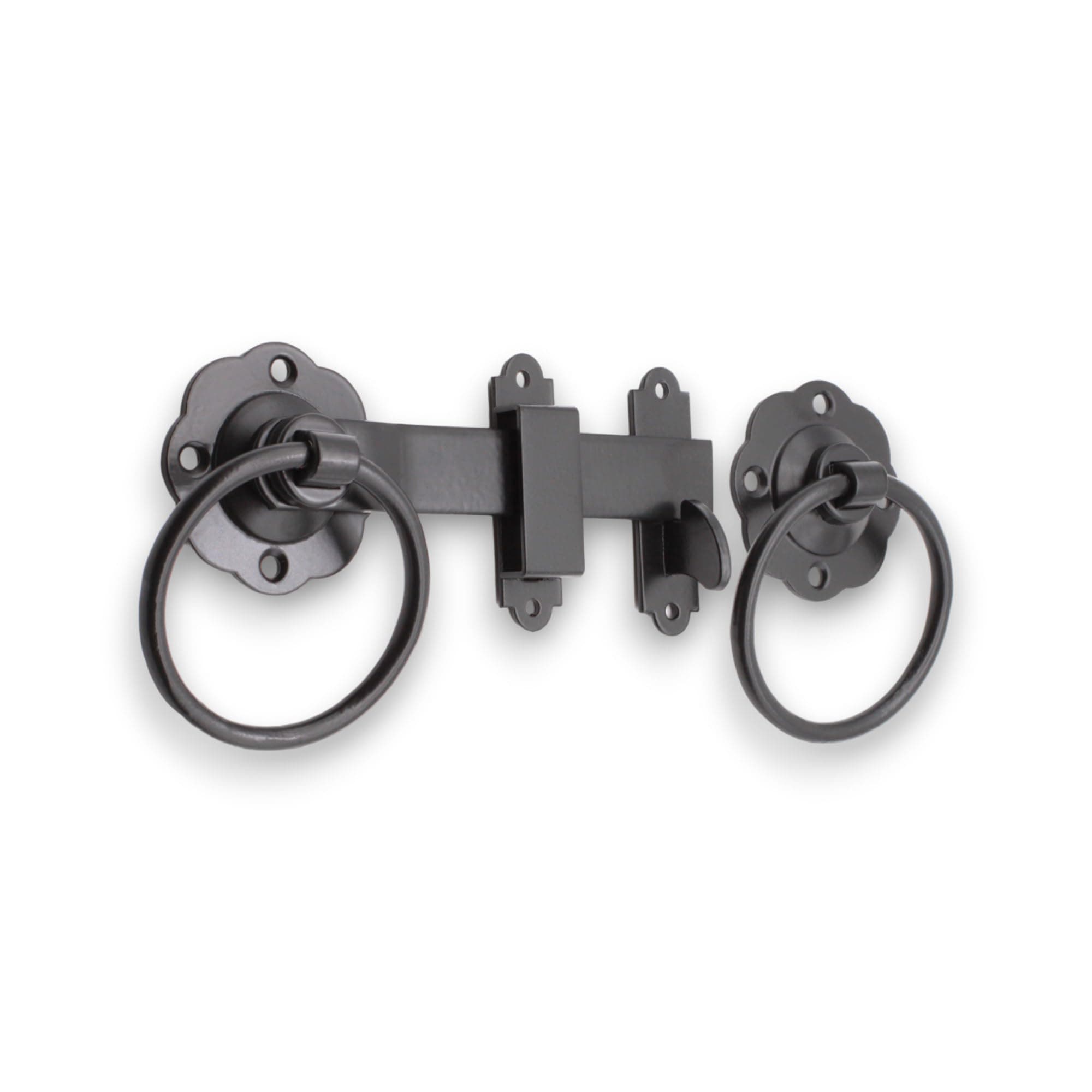 Infinity Decor Quality Metal Ring Gate Latch Set Large Black Door Garden Catch Screws
