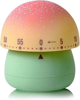 Mechanical Kitchen Timer, Cute Mushroom Timers for Kids, Wind Up 60 Minutes Manual Countdown Timer for Classroom, Home, Study and Cooking (Green Base)