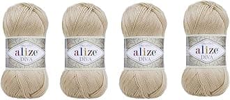 Hand Knitting Yarn 100% Microfiber Acrylic Yarn Alize Diva Silk Effect Thread Crochet Art Lace Craft Lot of 4 skeins 400gr 1532yds (368)