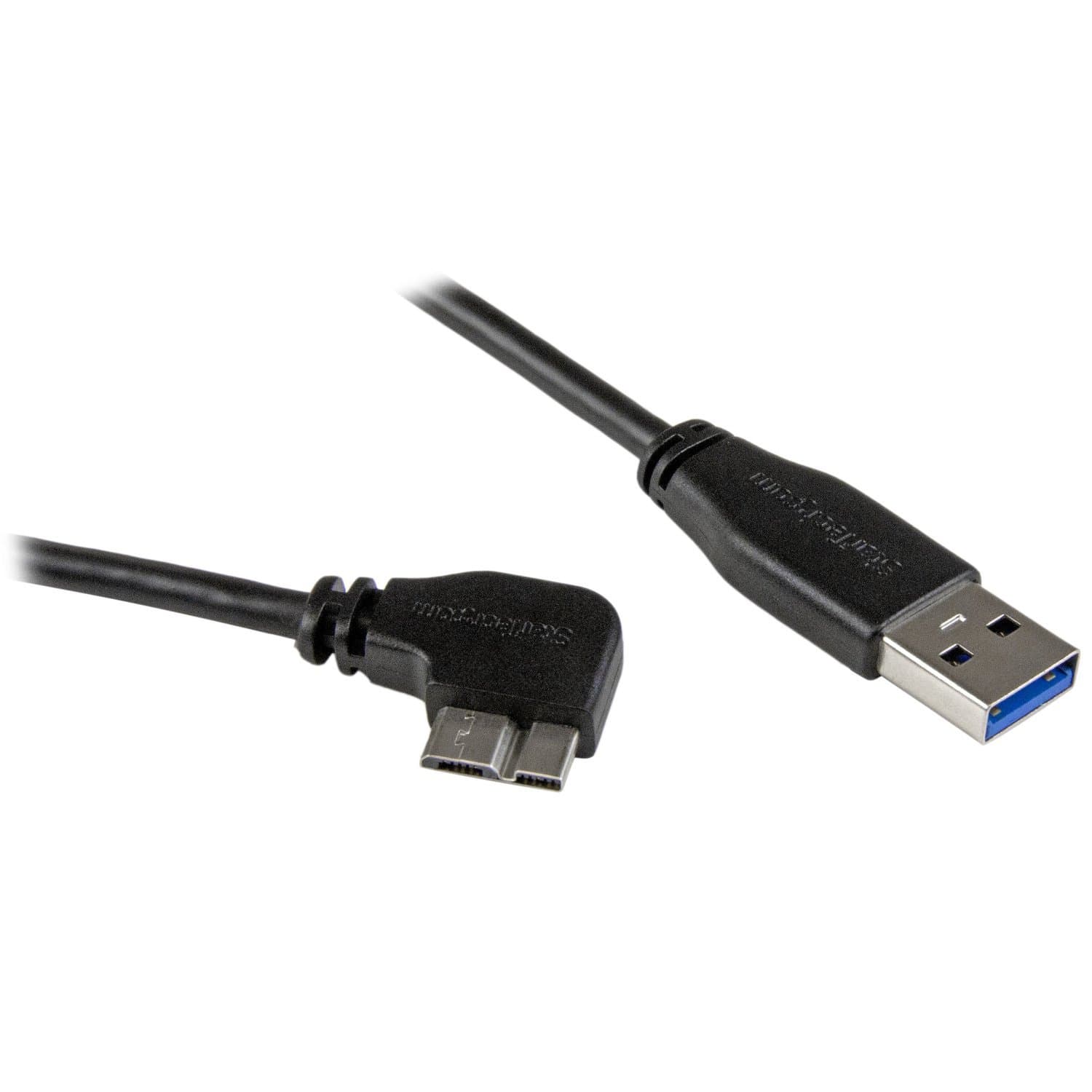 StarTech.com 2m 6 ft Slim Micro USB 3.0 Cable M/M - Right-Angle Micro-USB - USB 3.0 A to Micro B - Angled Micro USB - USB 3.1 Gen 1 5Gbps (USB3AU2MRS), Black