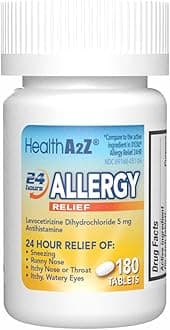 Allergy Relief | Levocetirizine Dihydrochloride 5mg | 24 Hours | Antihistamine | Relief from Sneezing, Runny Nose, Itchy Nose and Eyes (180 Counts)