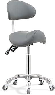 Antlu Saddle Stool Rolling Chair with Back Support,Esthetician Tattoo Dental Stool Chair,Lash Chairs for Eyelash Tech Massage Salon(Grey,with Backrest)