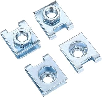 Automotive Car License Plate Fasteners Buckle Suitable 6mm Screw Rivet Fixed Retaining Clips Metal Set of 4 PCS T2 Nut U-Type Gasket Universal Fitment
