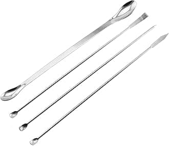 Maxmoral 1 Set Stainless Steel Micro Lab Sampling Scoop Spatulas Combination Reagent Spoon Laboratory Supplies (Pack of 4)
