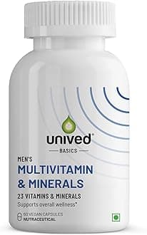UnivedBasics Multivitamin & Minerals Capsule For Men|100% Rda Of All Vitamins With Algae Calcium & Plant-Based Vitamin D3 Plus Important Minerals|Complete Formulation For Health & Wellbeing,1 Count