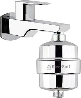 RIVERSOFT Diva PRO Shower and tap Filter for Hard Water with 15 Stage | Water Softener for Bathroom | Hard Water Filter (Chrome, Pack of 1)