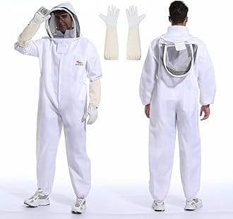 Bee Suit for Men Women Sting Proof, Polycotton Beekeeping Suit Beekeeper Costume&with Glove &Ventilated Hood, Bee Outfit for Backyard and beekeeping supplies (XXL)