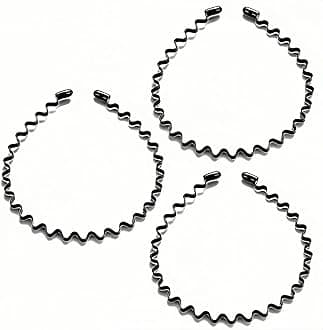 Metal Hair Band, Unisex Black Headbands, Wavy Stylish Design Metal Hair Ties for Men, Adjustable Headband for Women Outdoor Sports and Daily Wear. (3 Pcs)