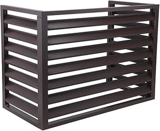 Aluminum Air Conditioner and Heat Pump Cover, 3 Panels Mini Split Air Conditioner Fence Screen for Outside Units, Noise Reduction AC Unit Cover, 110x80x60cm, Brown