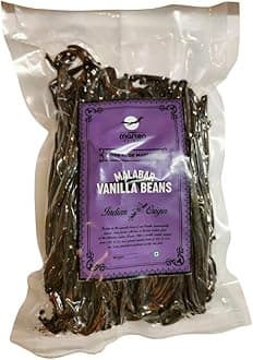 Nilgiri Marten Spices Malabar Vanilla Beans Gourmet Grade | 1.5-2% Vanillin | 25-30% Moisture | Natural & Pure | For Baking, Extract, Coffee, Brewing, Cooking | Single Origin (2 Pods)