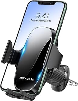 Miracase Phone Holders for Your Car with Metal Hook Clip, Air Vent Cell Phone Car Mount, Hands Free Universal Automobile Cradle Fit for iPhone Android and All Smartphones, Classic Black