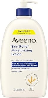Aveeno Skin Relief Moisturizing Lotion for Very Dry, Itchy, Dry Skin, Body Moisturizer, Soothing Triple Oat & Shea Butter, Fragrance-Free, Non-Greasy, 33 fl oz