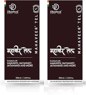 Dhariwal Ayurveda Mahaveer Tel Ayurvedic Pain Relief Oil 200 Ml | 100% Herbal Formula for Joint, Muscle & Back Pain | Quick Relief for Arthritis, Knee & Neck Pain (200 Ml (Pack Of 2))