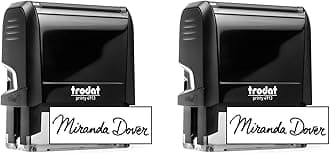 Custom Signature Stamp - Personalized Insignia - Self-Inking - Your Choice of 7 Ink Colors! (2, Large)