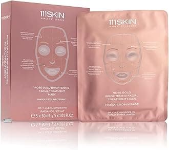 111SKIN Rose Gold Brightening Facial Treatment Mask | Fragrance Free | The Ultimate Pre-Event Mask | For Hydration & Radiance | Set of 5 (1.01 oz each)
