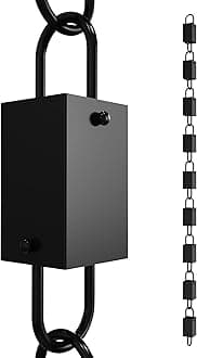 レインチェーンダイレクトスクエアリンクレインチェーンエクステンション、長さ3フィート、アルミニウム、ブラックパウダーコーティング、雨樋ダウンスパウトの機能的で装飾的な代替品