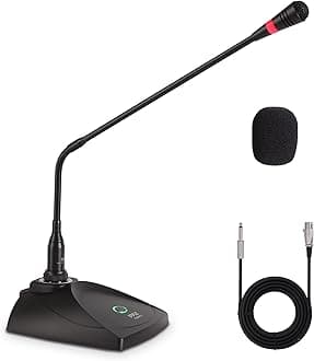 Desktop Gooseneck Wired Microphone System – Table-Mounted Condenser Mic with Pop Filter, XLR to 6.35mm Lead, Ideal for Karaoke, Meetings, Studio & Audio Recording
