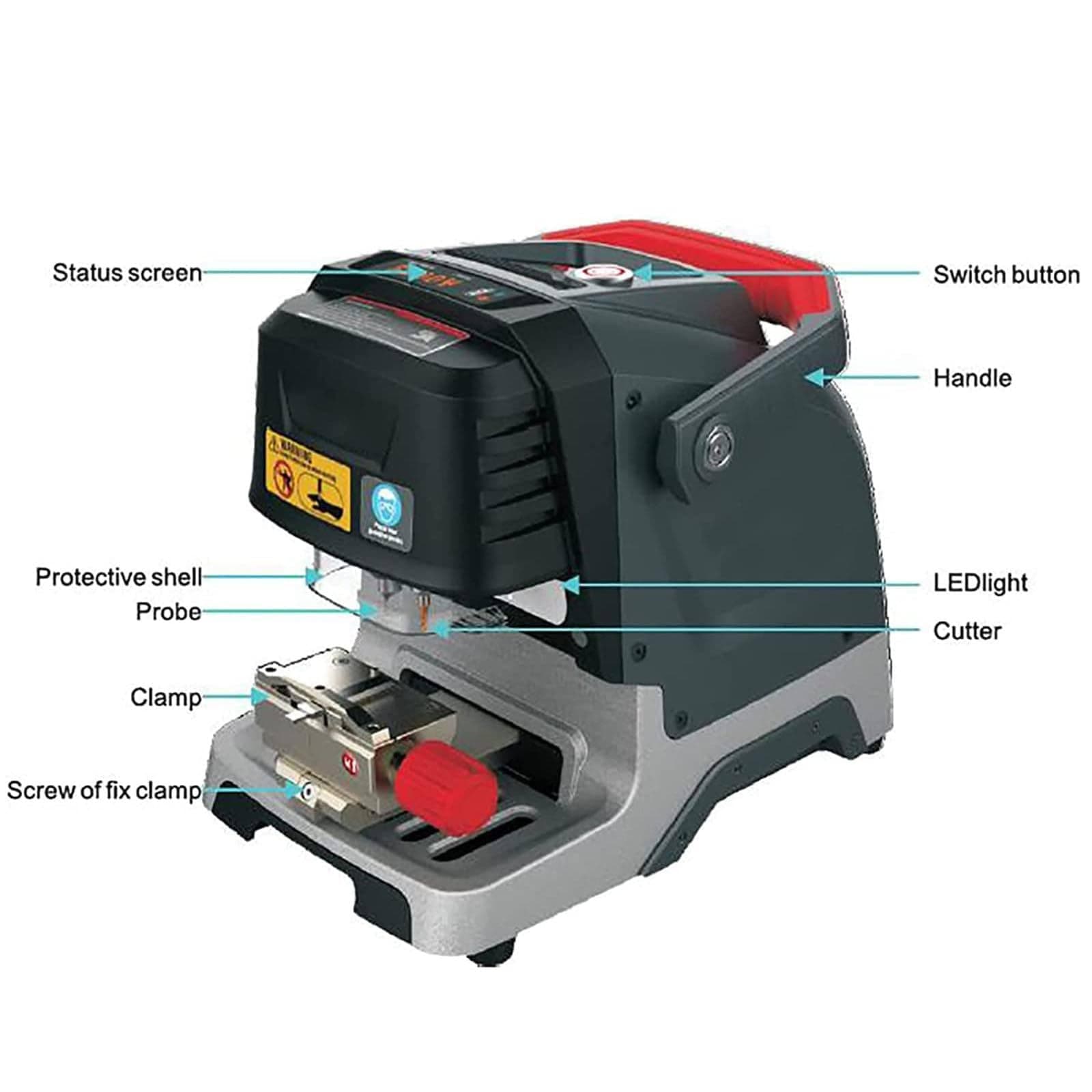 HDaspijh Automatic Key Cutting Machine, Smart App Control, Standard 2 Clamps M1 and M2, with Bluetooth Function + Support Online Update, Multi-Language Cut Sided/Track/Dimple/Tibbe Keys