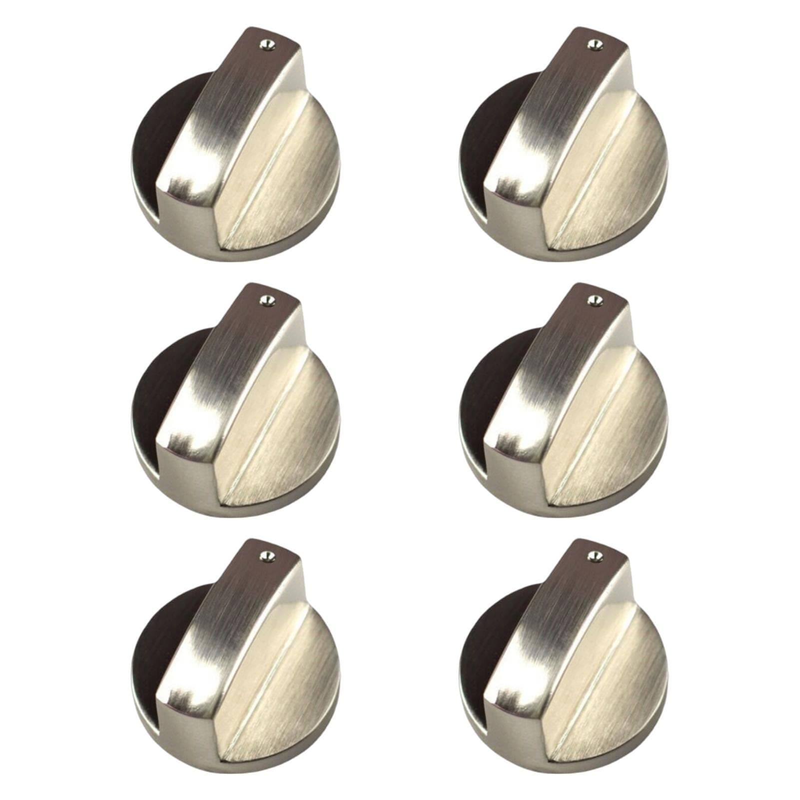 QOTSTEOS 6pcs Gas Hob Knobs, Oven Cooking Surface Switch Buttons, Kitchen Silver Stove Switch Replacement Parts, Gas Stove Control Knobs Accessories, for Kitchen Cooker Oven Cooktop, 6mm(size:Silver)