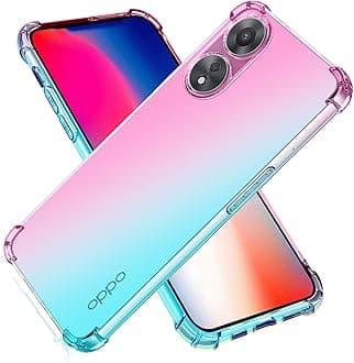 ILING Case for Oppo A78 5G/Oppo A58 5G/Oppo A58X Cover, Ultra-thin Color Gradient Clear Back Shockproof TPU Bumper Phone Cover[Anti-Yellowing] (Pink+Green)