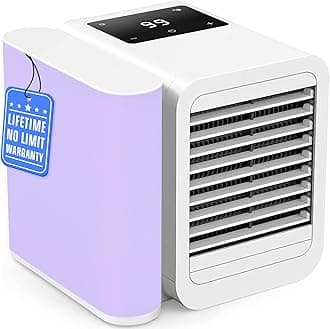 Portable Air Conditioner Cooling Fan: Evaporative Mini Air Cooler with 𝟳 𝗖𝗼𝗹𝗼𝗿𝘀 - USB Personal Air Cooler Desktop Ac Unit for Room Office Home (Milky White)
