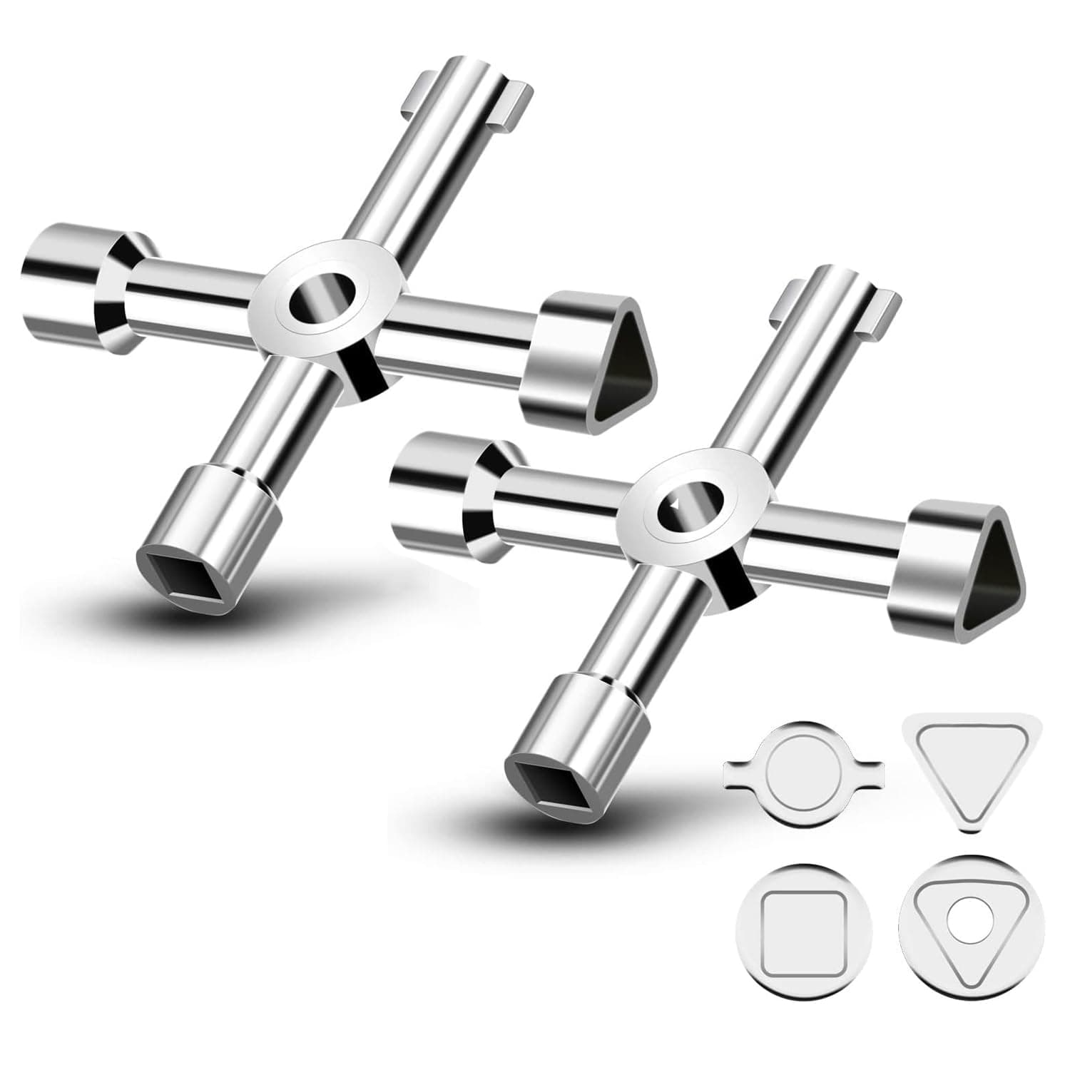X springX spring Water Key Tool 4 Way, 2 Pack Universal 4 Way Multi Functional Utilities Key, Meter Box Key Gas Key Meter Key, Service Cross Key for Electric Water Gas Meter Box Cupboard Cabinet Opening Key