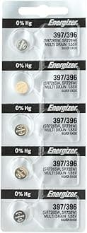 Energizer 397/396 (SR726SW, SR726W) Silver Oxide Watch Battery. On Tear Strip