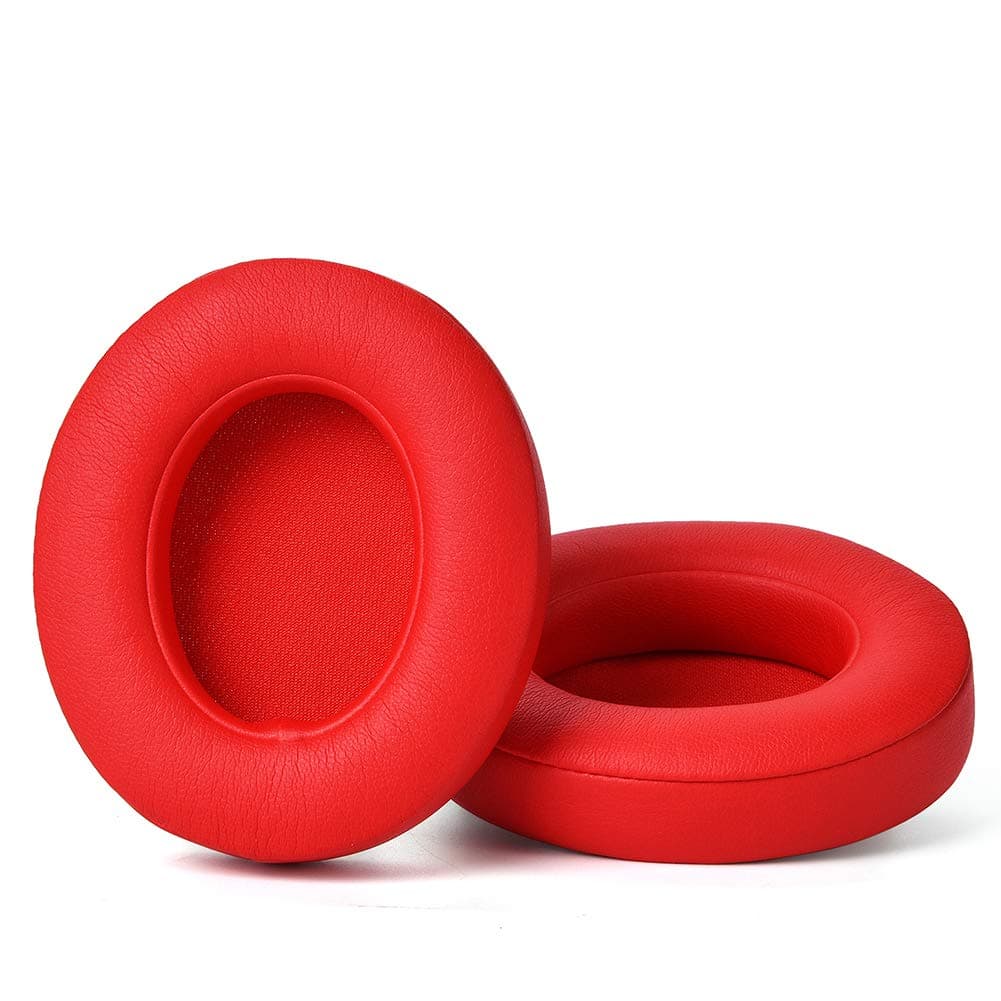 Professional Replacement Ear Pads for Beats Studio/Compatible with Studio Wired B0500 / Wireless B0501 / Studio 2 and Studio 3/Soft Protein Leather/Noise Isolation Memory Foam (Red)
