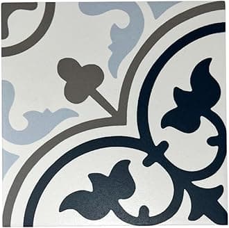 Provenza Square 8x8 Gray White Blue Compact Porcelain Floor Tile Matte for Kitchen Wall, Bathroom Shower, Laundry Room, Accent Wall (Box of 30 Pieces (12.7 sq.ft))