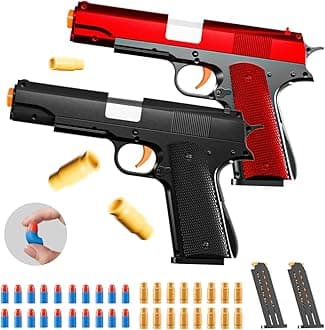 2Pack M1911 EVA Soft Foam Ejection Toy Blaster, Shooting with Foam Darts, Shooting Games, Backyard Fun and Outdoor Games, Education Toy Model for Boys Girls Halloween Christmas Ages 8+ (Black+Red)