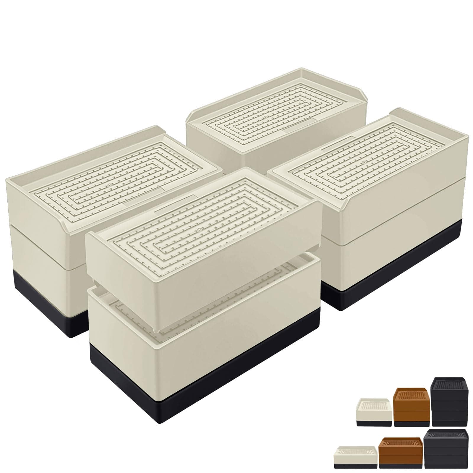 Furniture Risers 3 inch, Rectangle Adjustable Risers Blocks for Bed Sofa Table and Couch Lift to1.5 or 3 inch,Heavy Duty Support Up to 1,300 Lbs (4 Pack-Apricot)