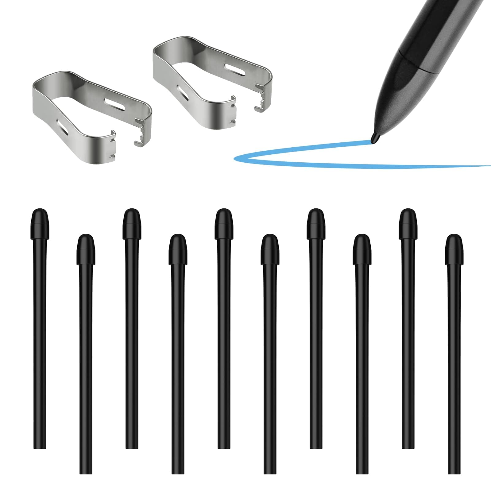 10PCS Replacement Tips for Remarkable 2, Durable Pen Tips Compatible with Remarkable 1/2 Stylus,Marker Plus Pen,Sensitive & Titl Pressure Marker 2 Pen Nibs with Tool Black