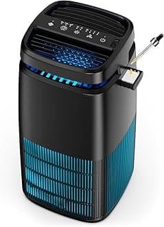 POMORON 4-in-1 Air Purifiers for Home, Air Ionizer Negative Ion Generator, True H13 Filter, UV, Covers 1250 Ft² 99.97% Removal Rate for Pollen Smoke Pet Dander Air Cleaner for Bedroom, MJ002H, Black