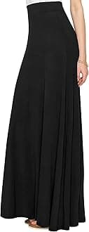 Lock and Love Women's Casual Comfy Stylish High Waist Flare Long Maxi Skirt – Available in Print & Solid Options