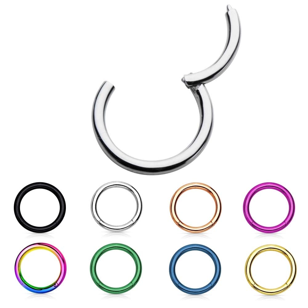 Segment Ring Clicker – 22 Sizes & Colours – Segment Ring Clicker with Folding Segment Piercing in Silver – Black, Gold, Blue, Multi-coloured (Multicolor), Green or Pink Surgical Steel (Stainless Steel)