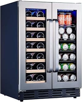 Kalamera Wine fridge, 24 inch Wine and Beverage Refrigerator Under Counter, Dual Zone Wine Cooler w/20 Bottles & 78 Cans, Seamless Steel DoorThe Forest Stewardship Council