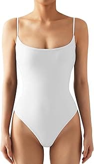 Women Sexy Square Neck Thong Bodysuit Backless Cami Bodysuit Top