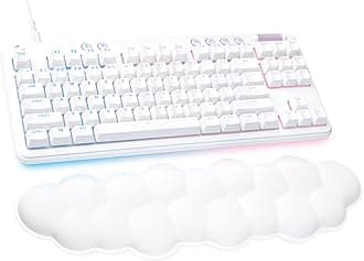 Logitech G713 Wired Mechanical Gaming Keyboard with LIGHTSYNC RGB Lighting, Linear Switches (GX Red), and Keyboard Palm Rest, PC and Mac Compatible - White Mist